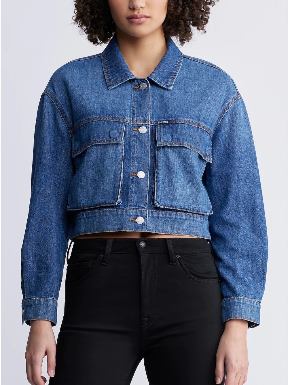 Teagan Women's Boxy Denim Jacket in Authentic Blue